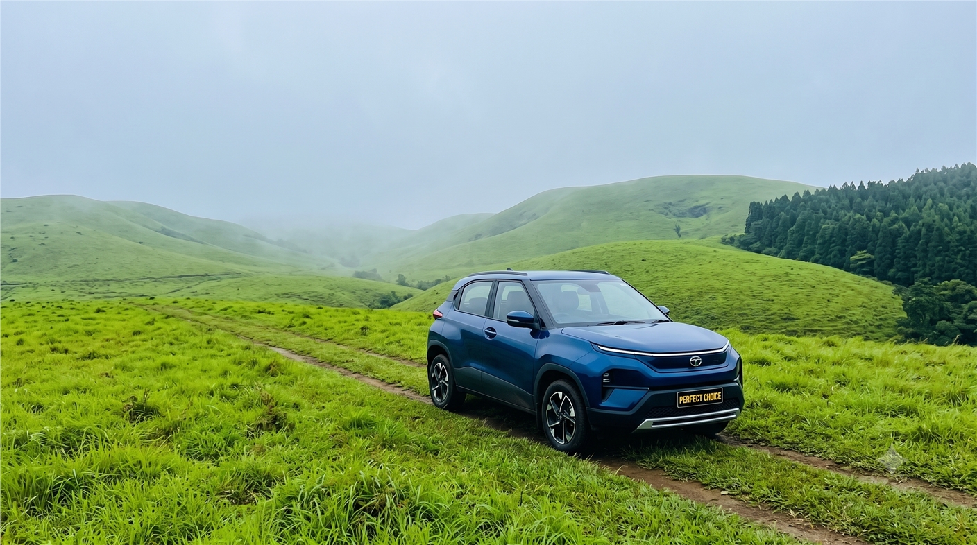 Premium SUV driving on winding roads in Coorg - Self Drive Cars in Mangalore